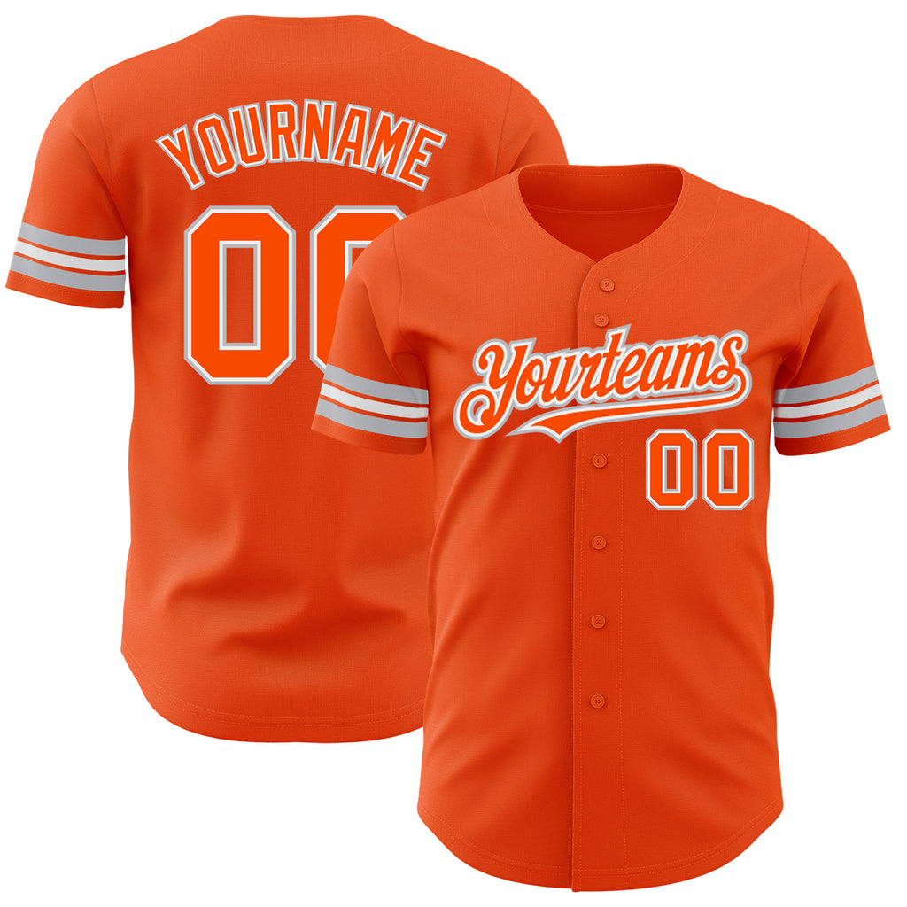 Custom Orange White-Gray Authentic Baseball Jersey