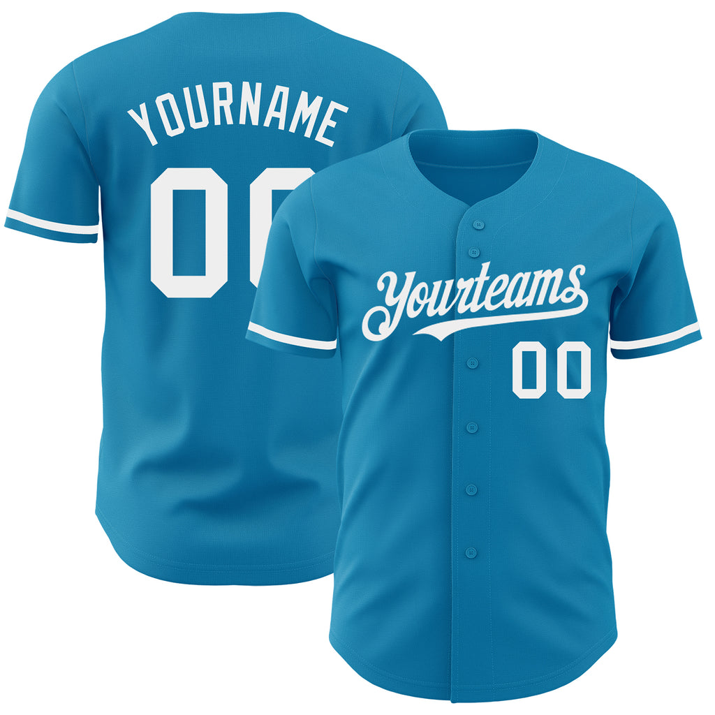 Custom Panther Blue White Authentic Baseball Jersey