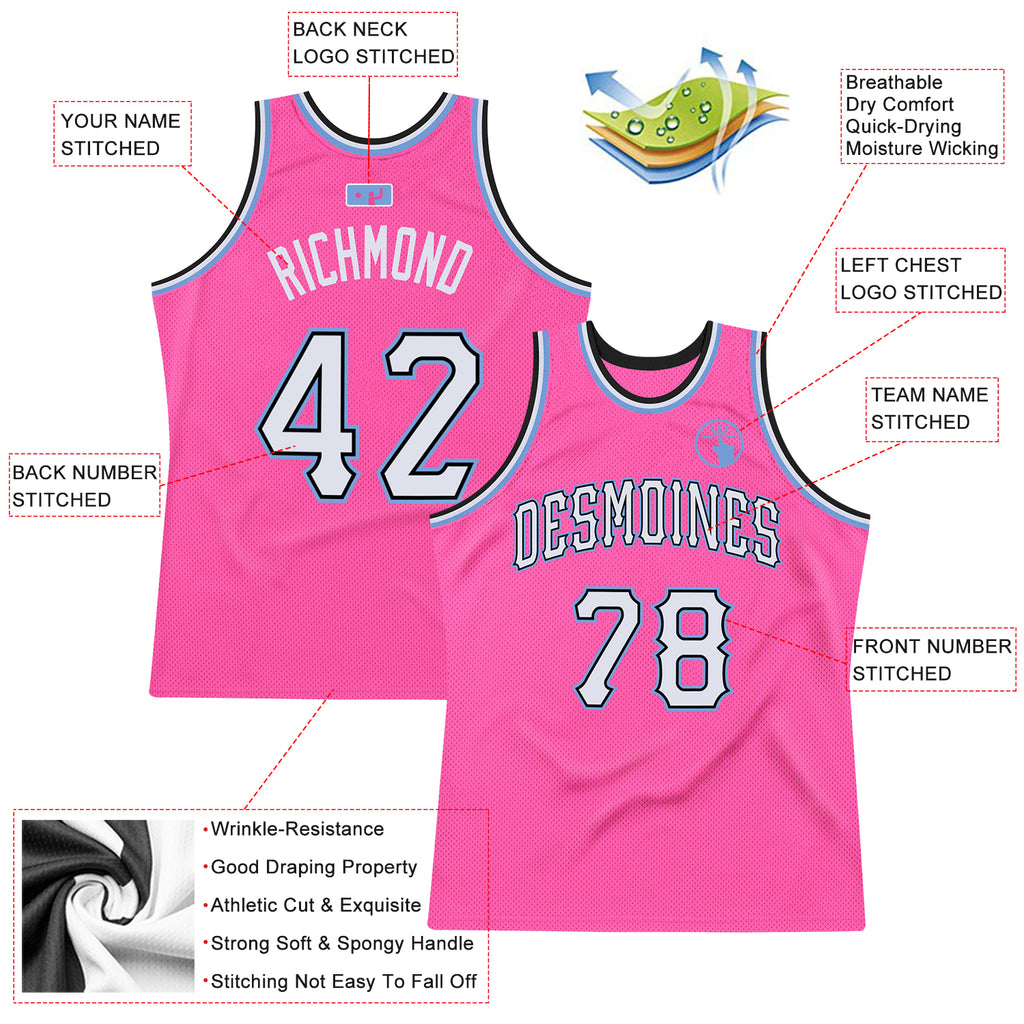 Custom Own Pink White Light Blue Basketball Stitched Jersey Free Shipping –  Fiitg