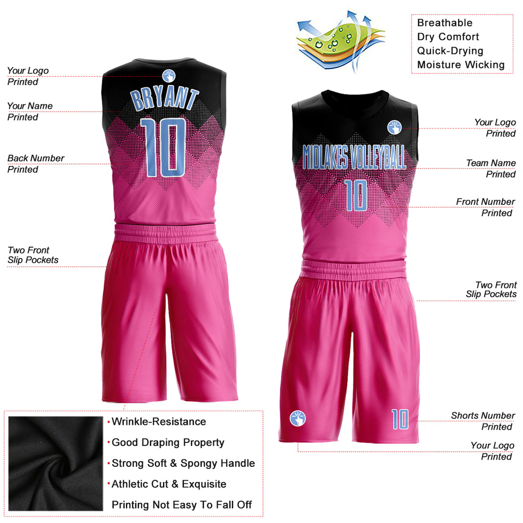 FIITG Custom Basketball Suit Jersey Purple Pink-Black Round Neck Sublimation