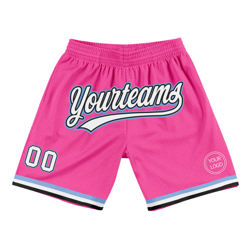 Custom Black Light Blue-Pink Authentic Throwback Basketball Shorts Free  Shipping – Fiitg