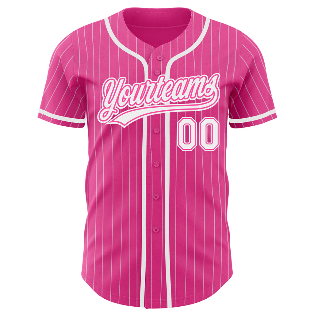 Custom Pink White Baseball Jersey