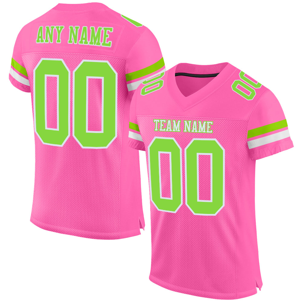 FIITG Custom Football Jersey Neon Green Navy-White Mesh Authentic