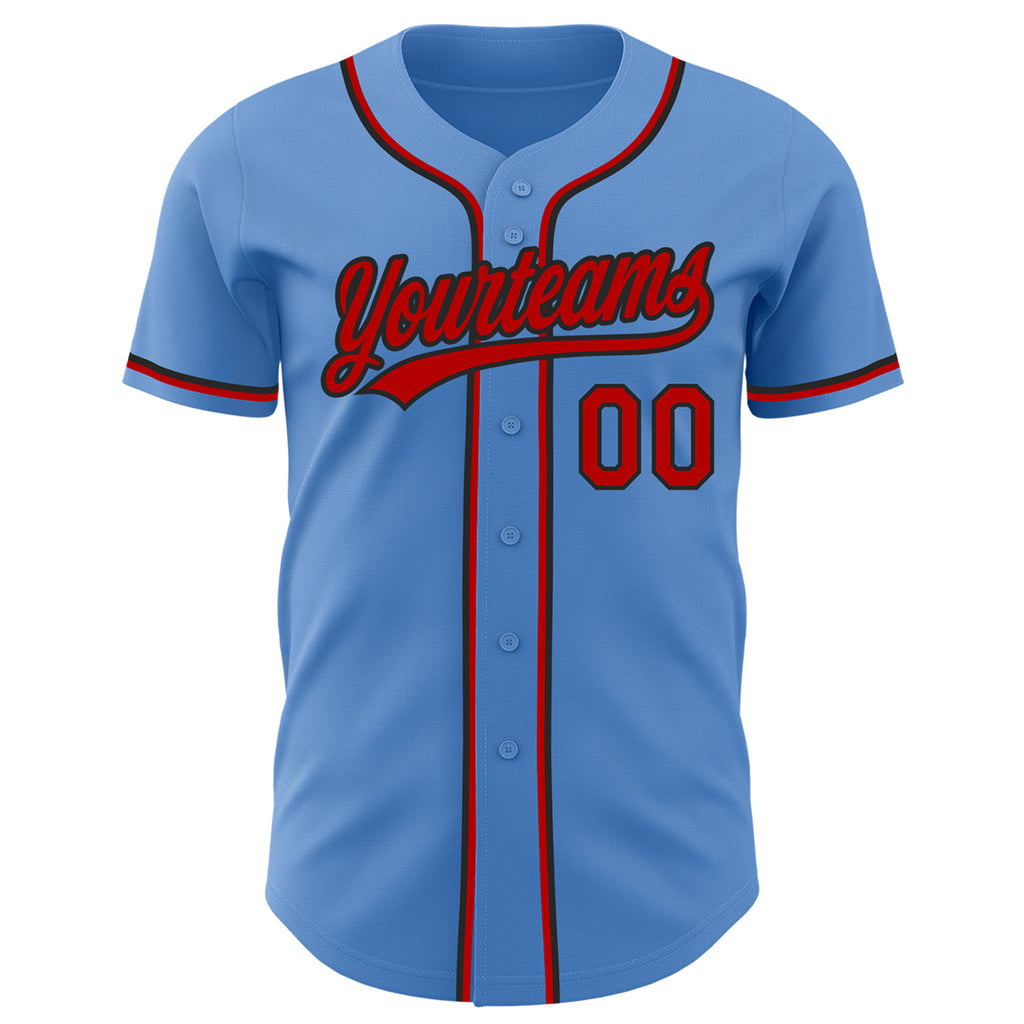 Cheap Custom Light Blue Red-Navy Authentic Fade Fashion Baseball