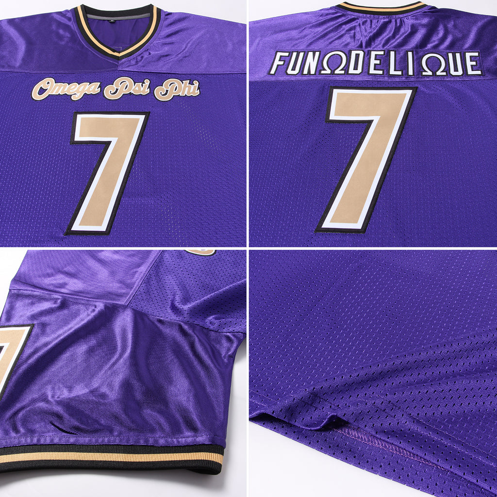 FIITG Custom Football Jersey Purple Gold-White Mesh Authentic