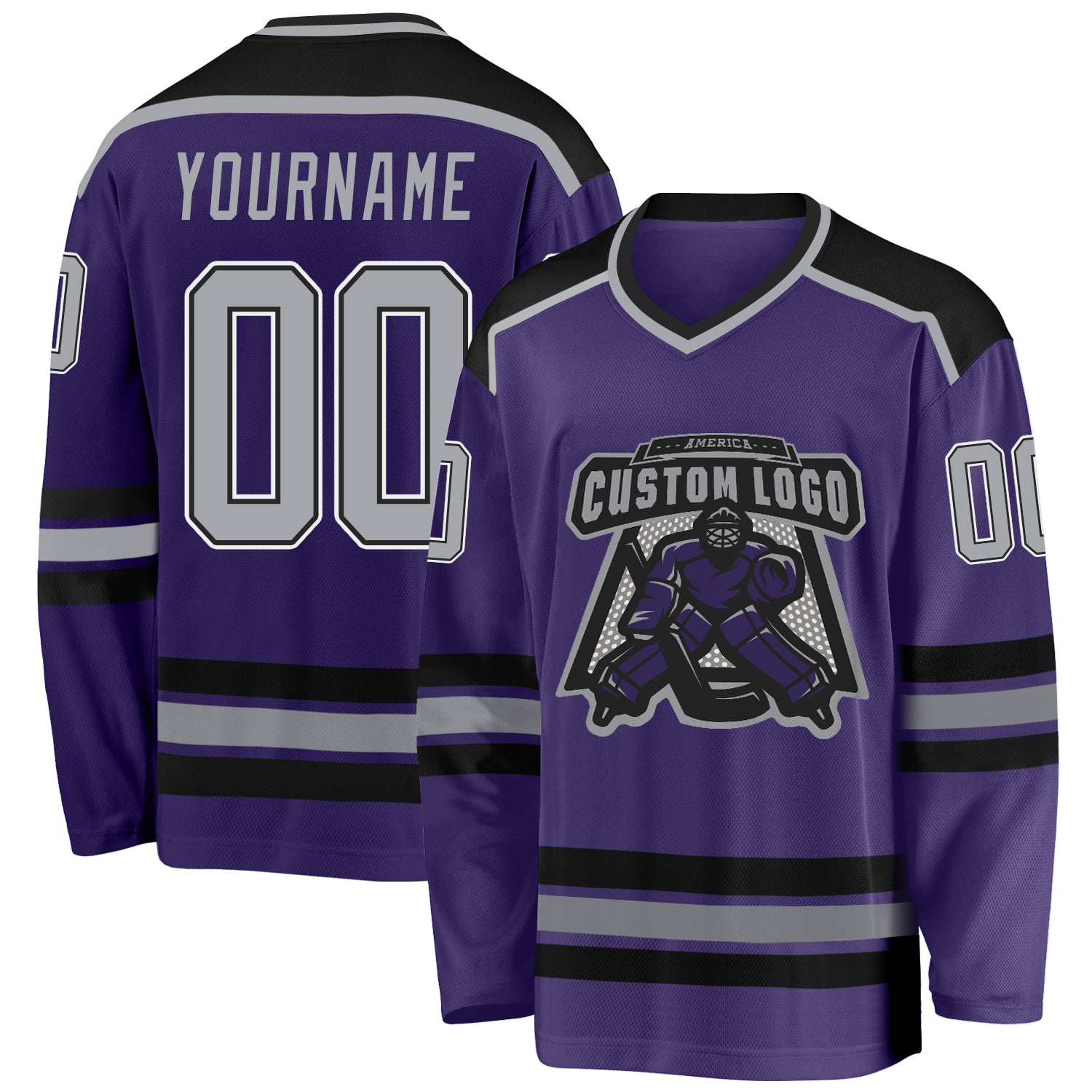 Custom Camo Purple-Black Salute to Service Hockey Jersey Men's Size:2XL