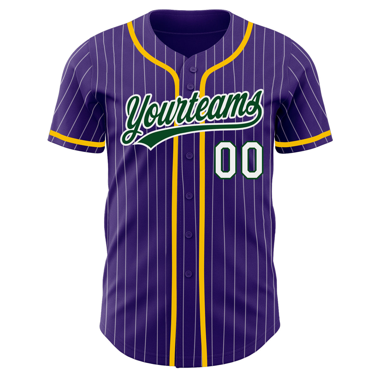 Custom Purple White Pinstripe Green Authentic Baseball Jersey Free ...