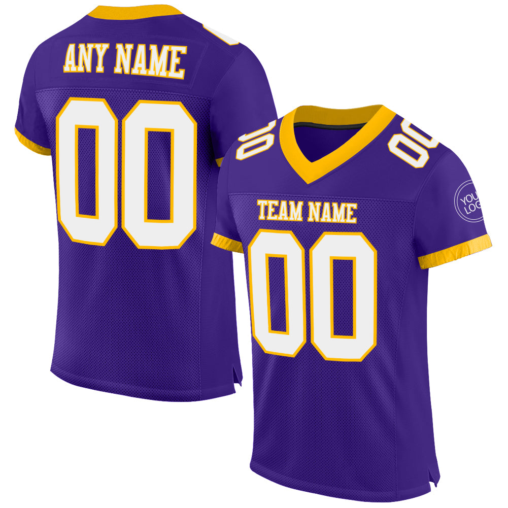 Custom Purple Black-Gold Mesh Authentic Football Jersey Free Shipping –  Fiitg