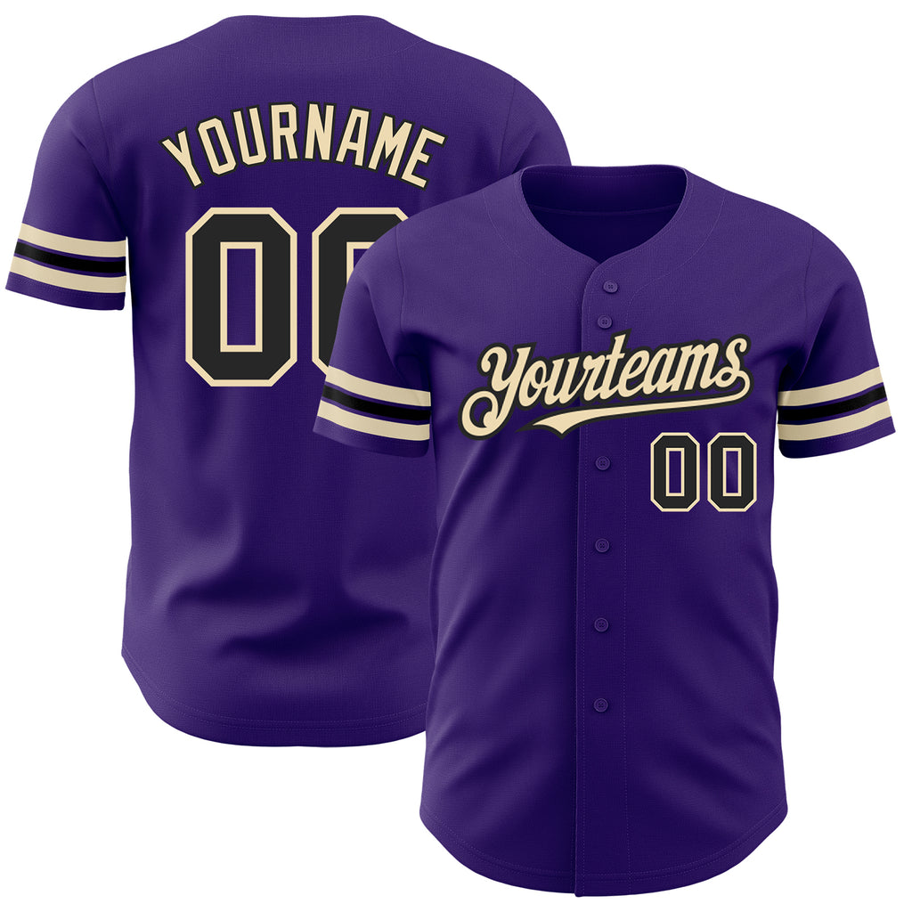 Custom Purple Black-City Cream Authentic Baseball Jersey