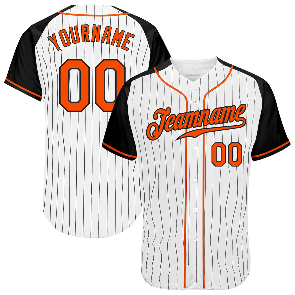 Custom Cream Black Pinstripe Black-Orange Authentic Baseball