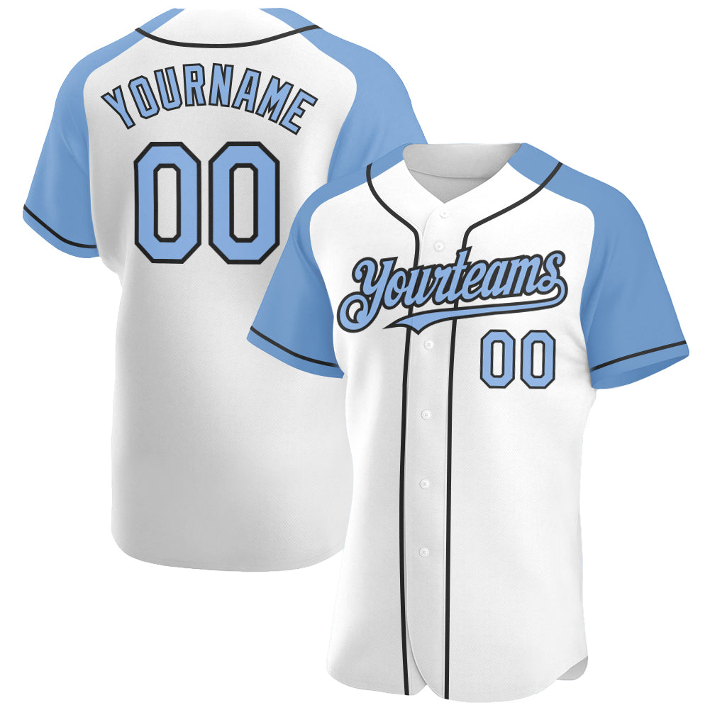 Custom Light Blue Red-White Authentic Baseball Jersey