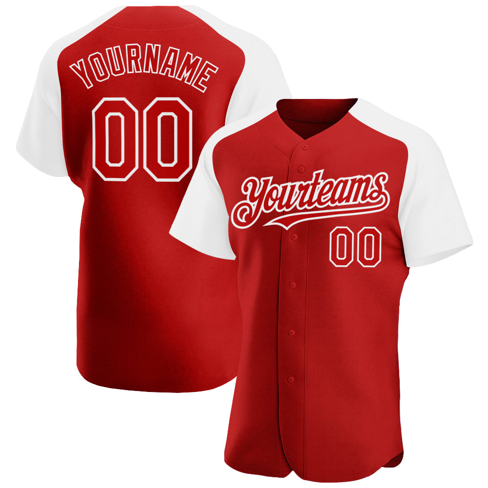 Custom Cream Red-Black Authentic Raglan Sleeves Baseball Jersey