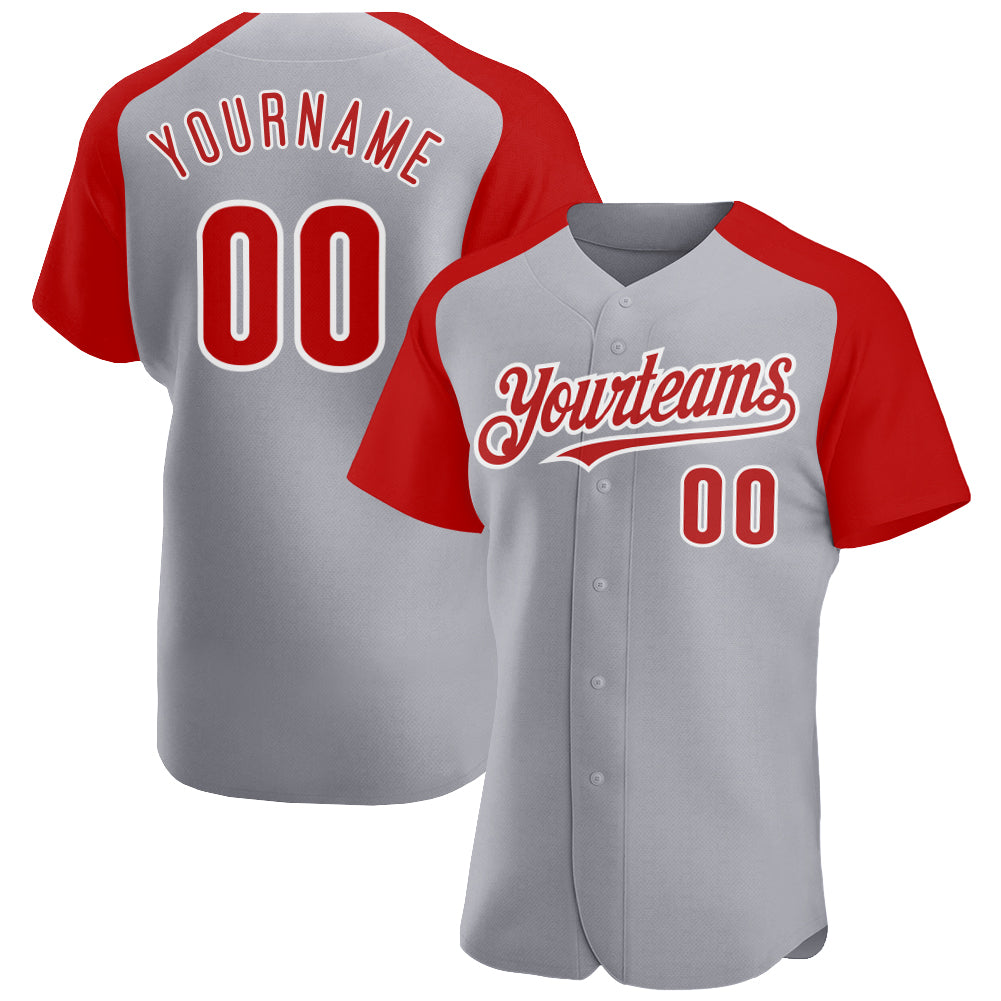 Custom Red White Authentic Raglan Sleeves Baseball Jersey Free Shipping –  Fiitg