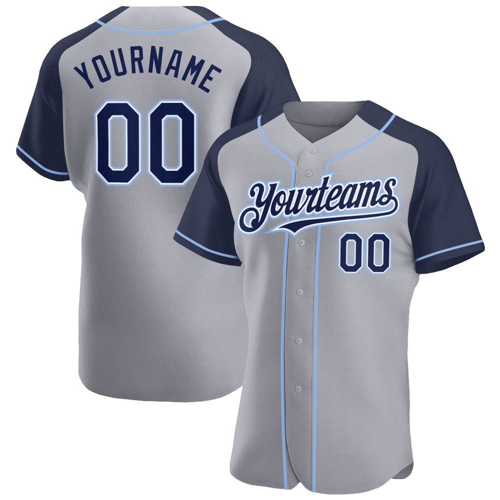 Custom Light Blue White-Navy Authentic Two Tone Baseball Jersey