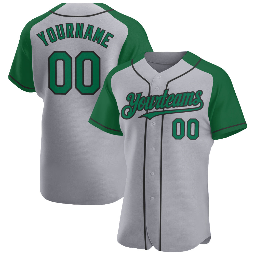 Custom Name Black White Pinstripe Kelly Green Black Raglan Sleeves