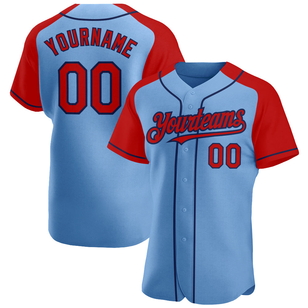 Custom Light Blue White-Navy Authentic Two Tone Baseball Jersey