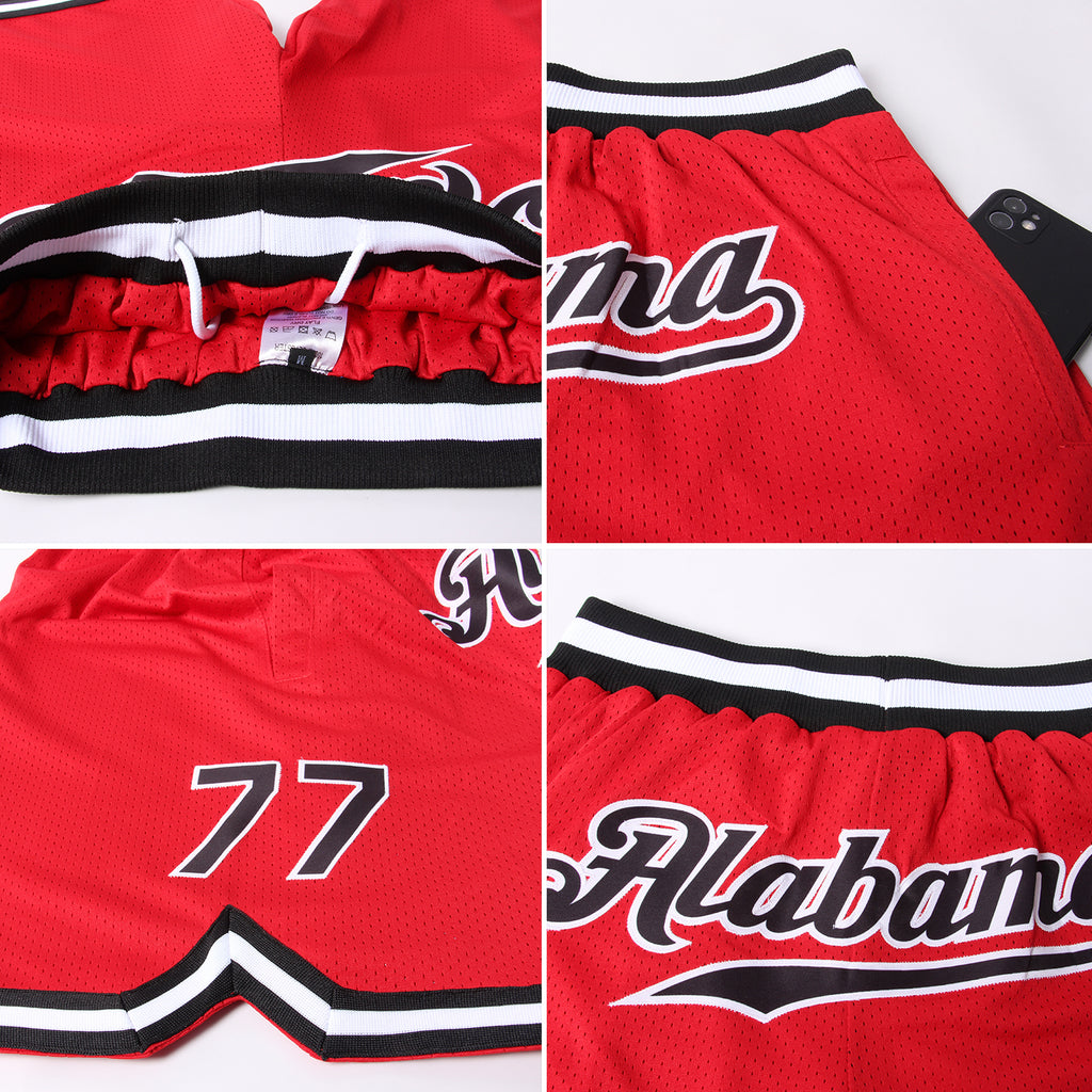 Cheap Custom Teal Red-Cream Authentic Throwback Basketball Shorts