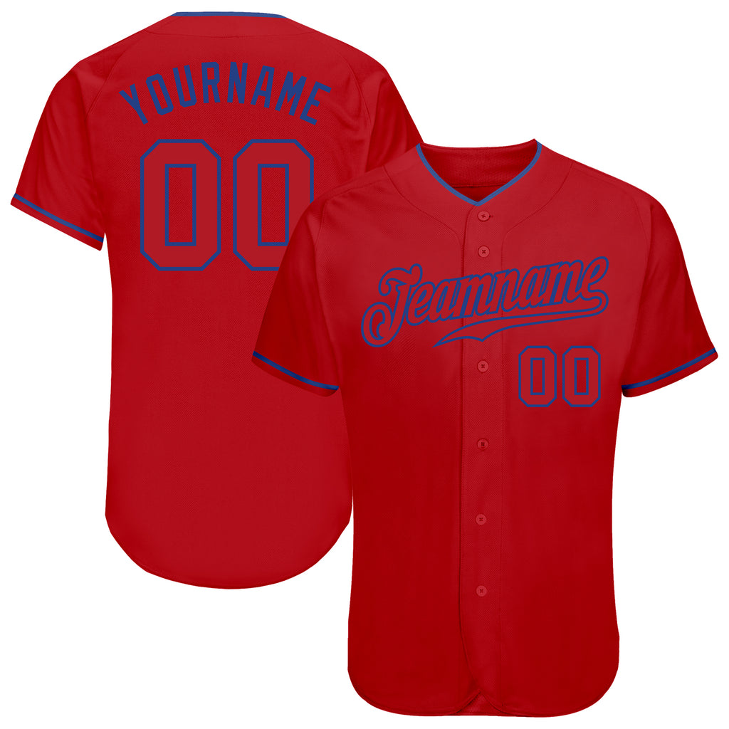 Custom Red Red-Royal Authentic Baseball Jersey