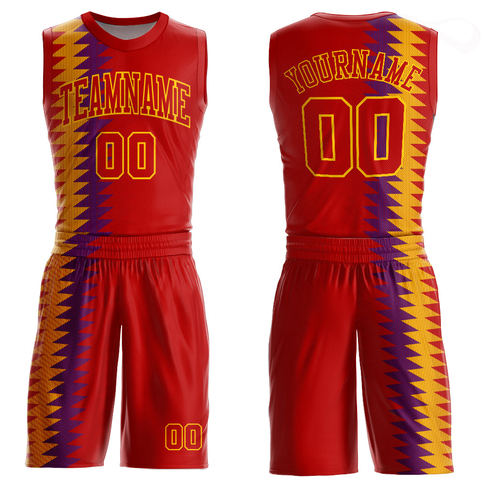 FIITG Custom Basketball Suit Jersey Red Red-Gold Round Neck Sublimation