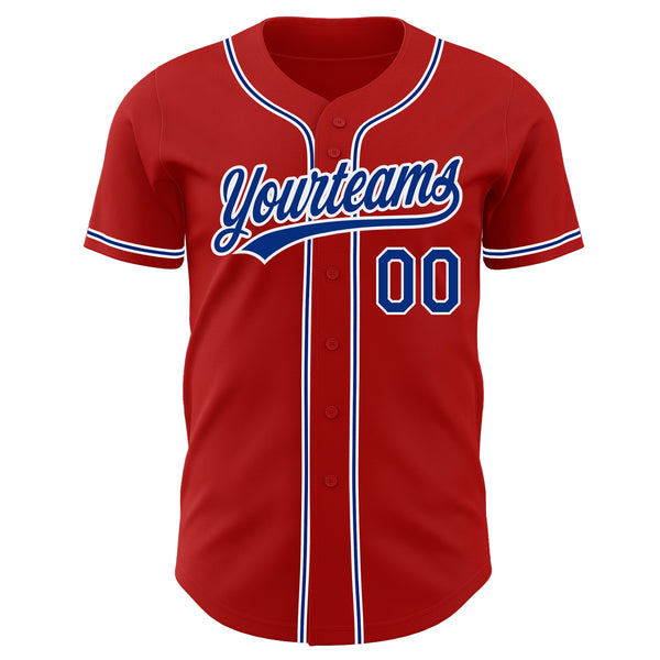 Custom Red Royal-White Authentic Baseball Jersey