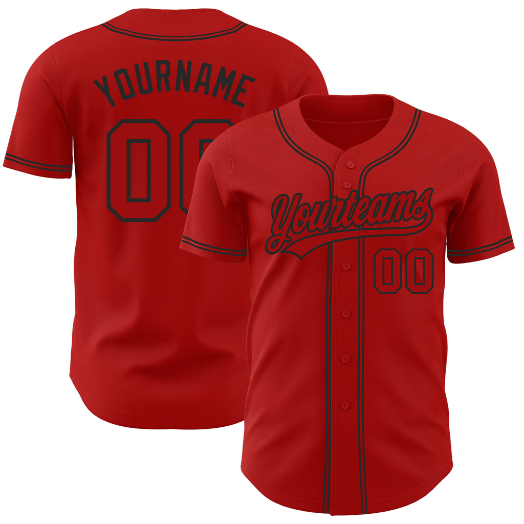 Custom Red Red-Black Authentic Baseball Jersey