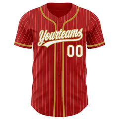 Custom Old Gold Red-White Authentic Baseball Jersey