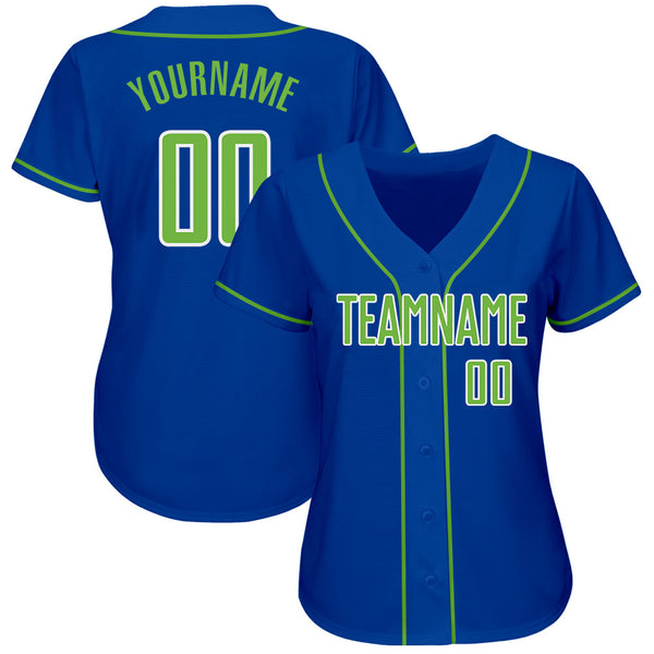 Custom Royal Neon Green-White Authentic Baseball Jersey