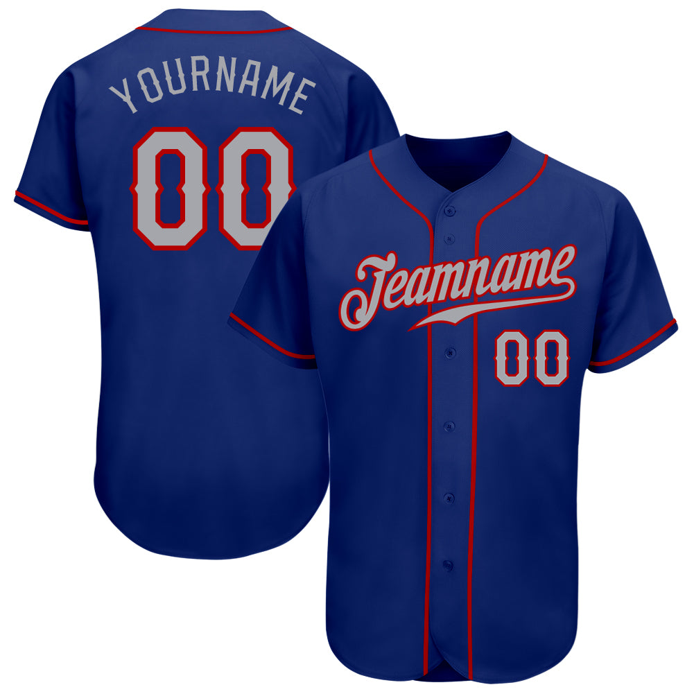 Custom Royal Gray-Red Authentic Baseball Jersey