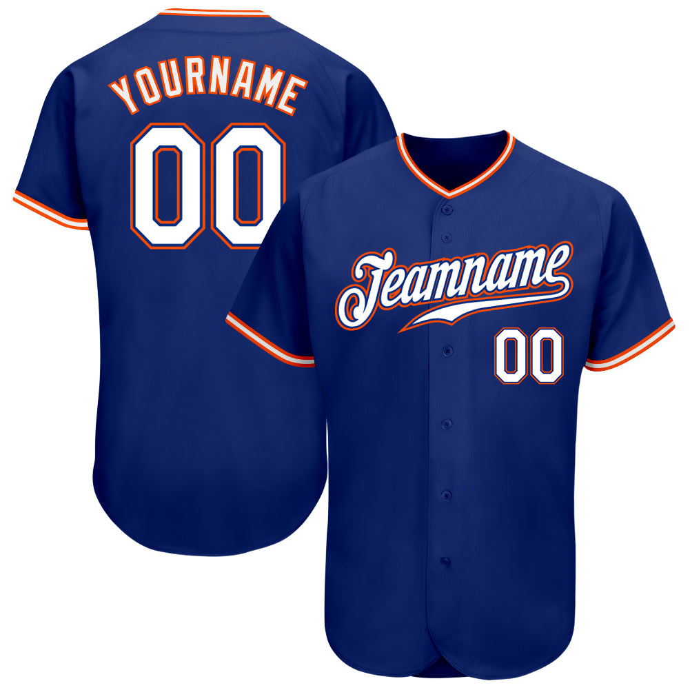 Custom Royal White-Orange Authentic Baseball Jersey