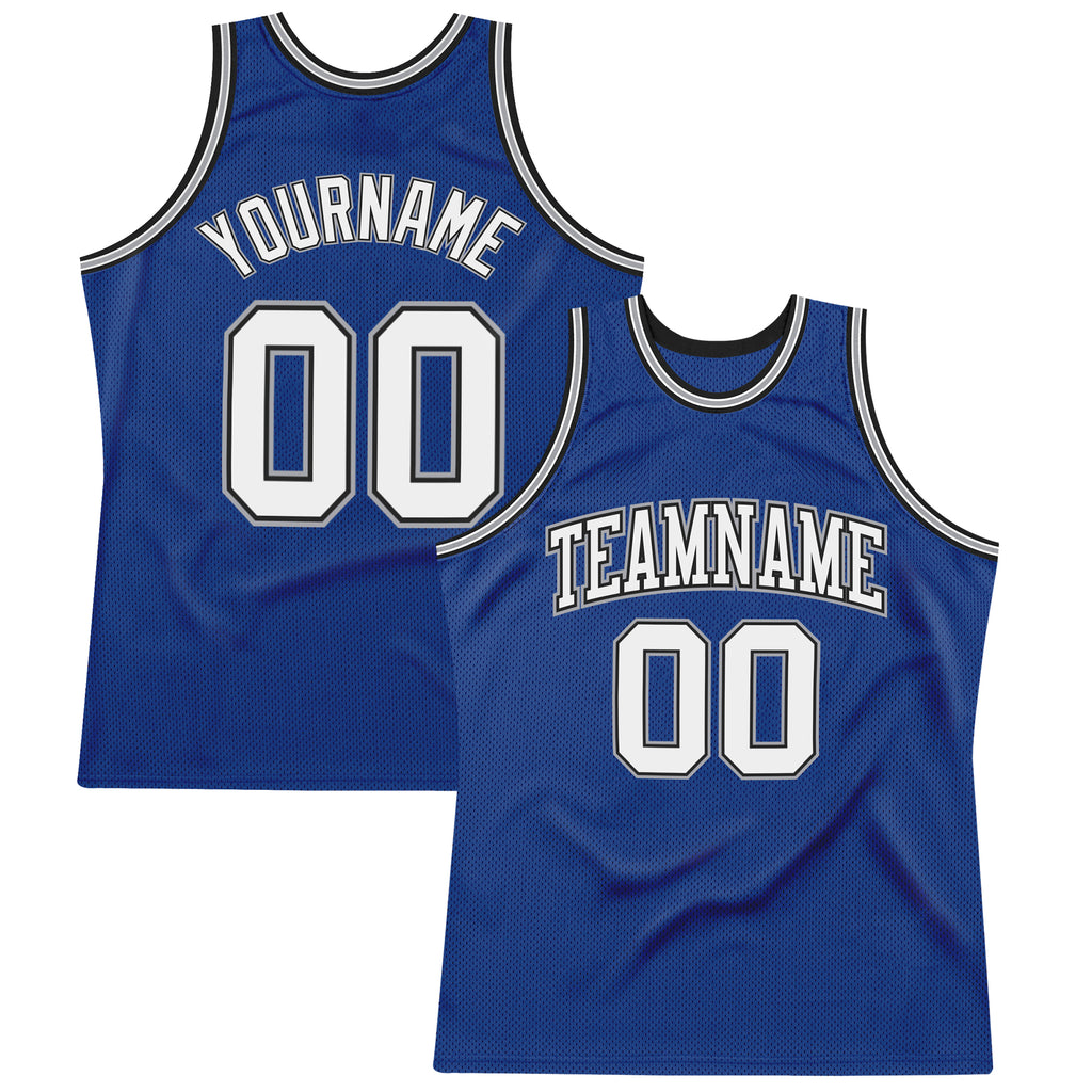 Custom Royal White-Black Authentic Throwback Basketball Jersey