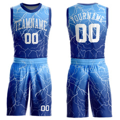 Custom Light Blue Light Blue-Green Round Neck Sublimation Basketball Suit  Jersey