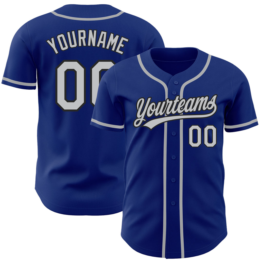 Custom Royal Gray-Black Authentic Baseball Jersey