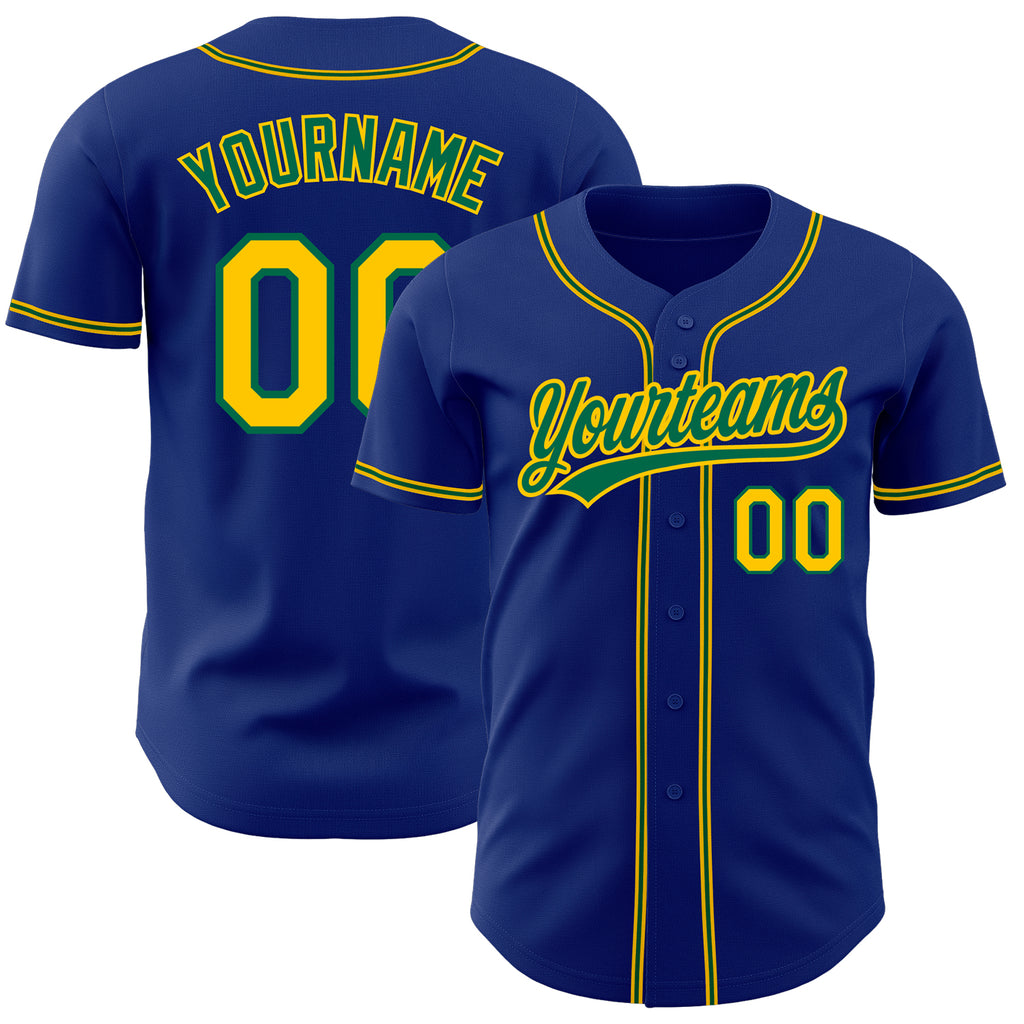 Custom Royal Gold-Kelly Green Authentic Baseball Jersey