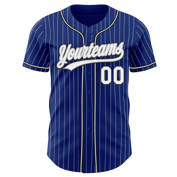 Custom Royal White Pinstripe White Gray-Black Authentic Baseball Jersey