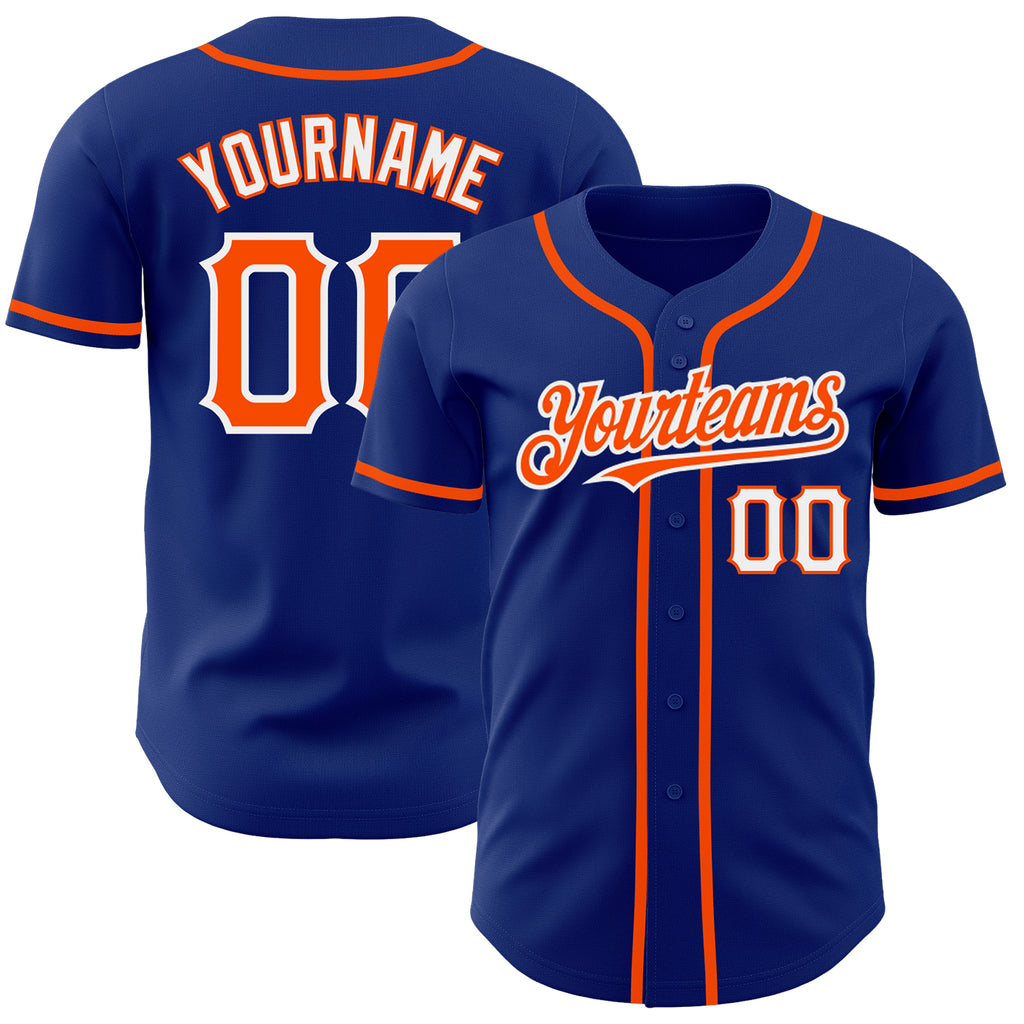 Custom Royal Orange-White Authentic Baseball Jersey