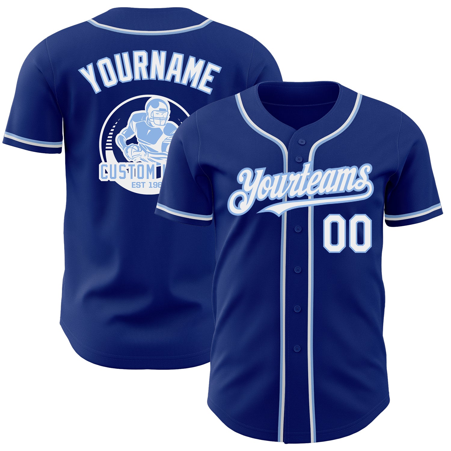 Custom Royal White Light Blue Authentic Baseball Jersey Fiitg