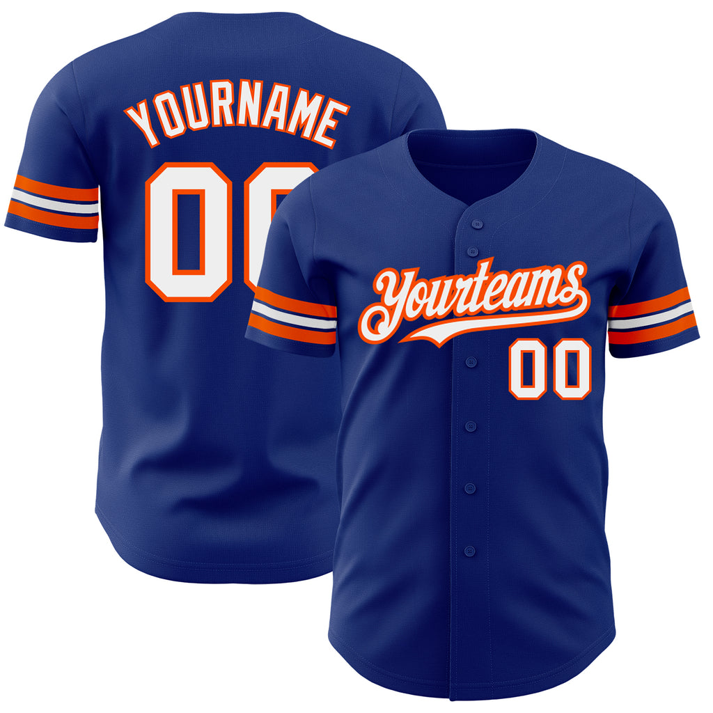 Custom Royal White-Orange Authentic Baseball Jersey