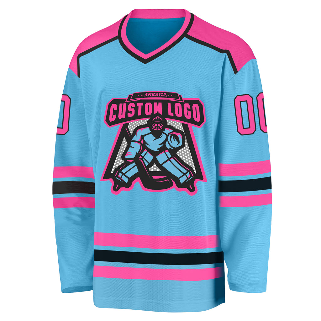 Custom Hockey Jersey Purple Pink-Black Hockey Lace Neck Jersey Youth Size:M