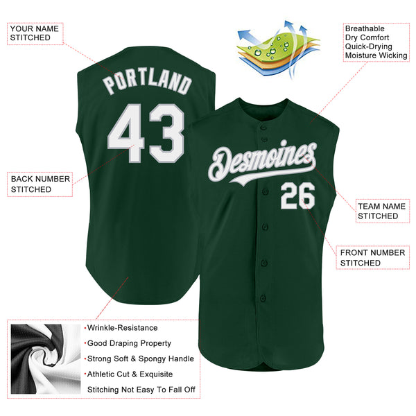 Custom Green White-Gray Authentic Sleeveless Baseball Jersey