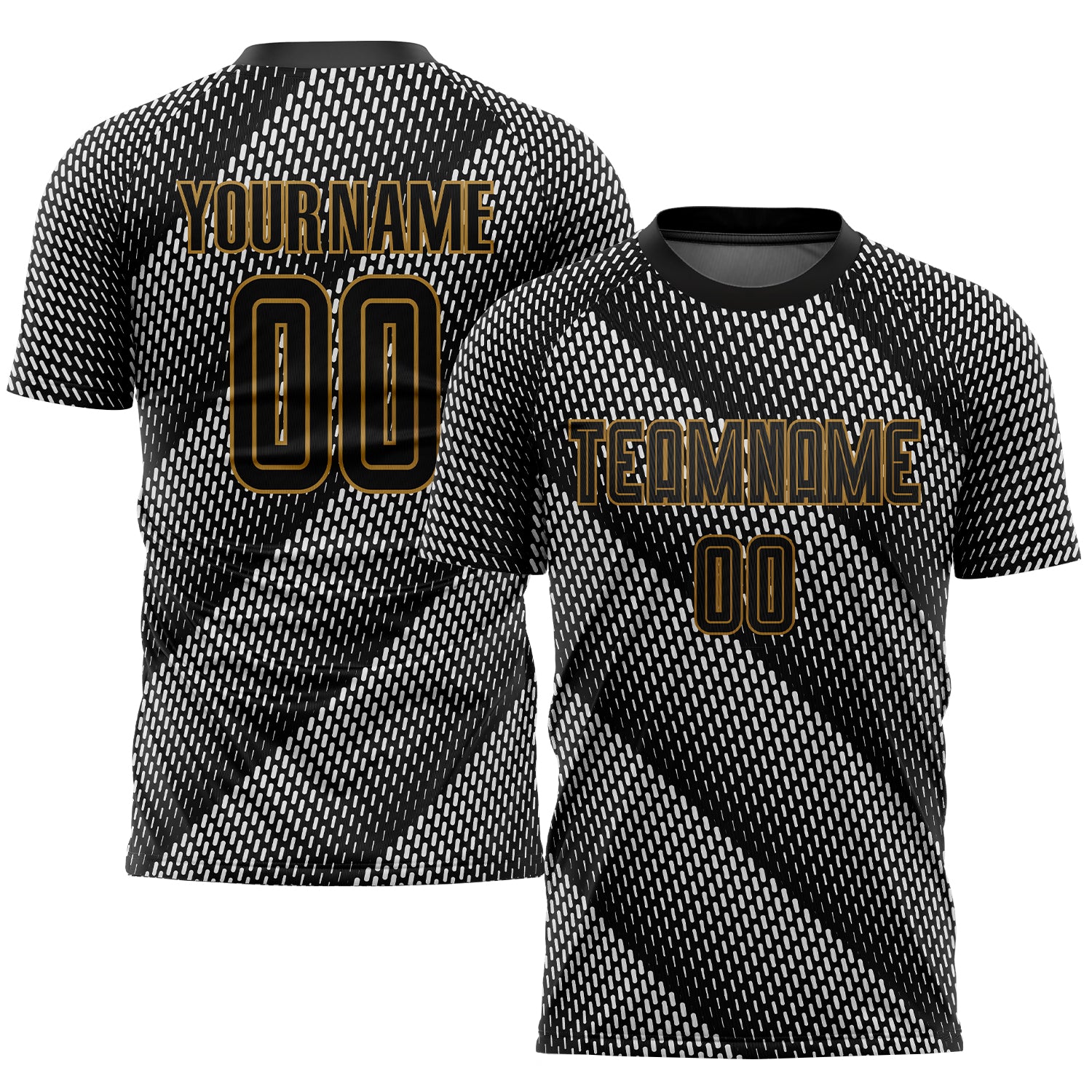 Custom Graffiti Pattern Black-Old Gold Sublimation Soccer Uniform Jersey