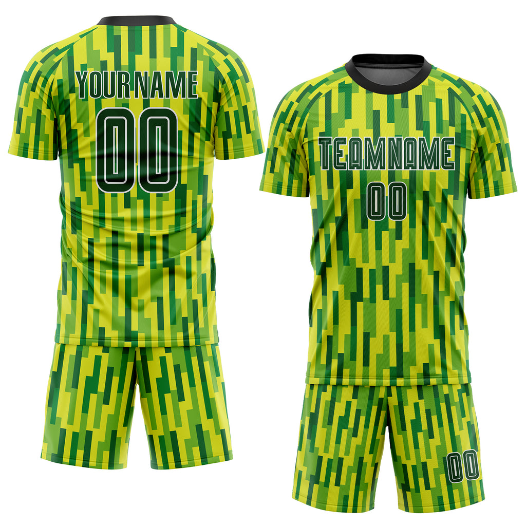 Custom Neon Green Green Sublimation Soccer Uniform Jersey Free