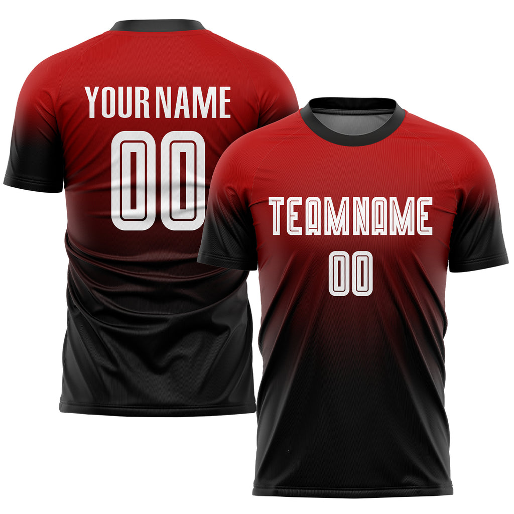 Custom Red Black-White Authentic Fade Fashion Baseball Jersey Discount