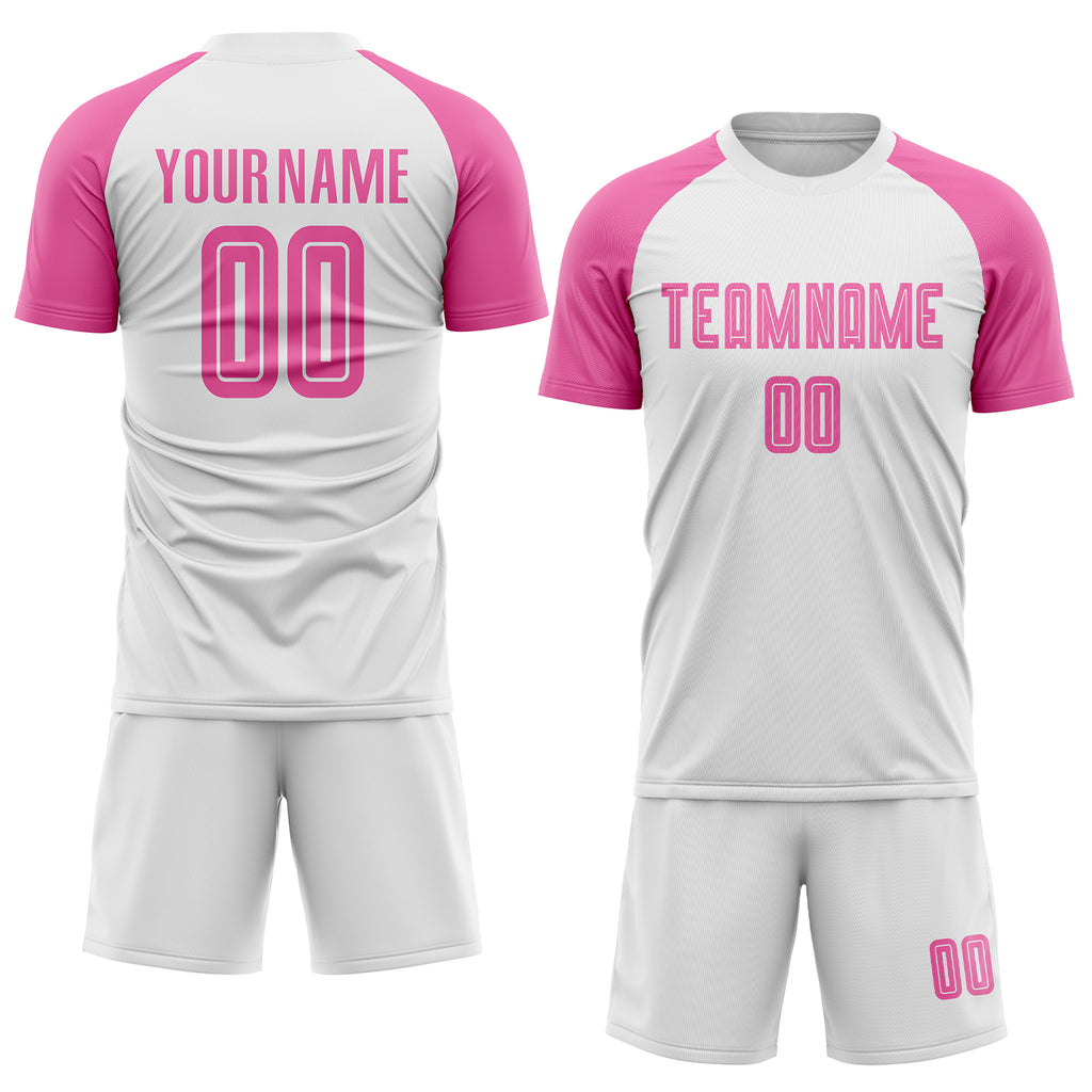 Custom Pink White Sublimation Soccer Uniform Jersey Discount