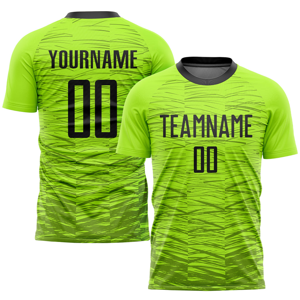 Custom Neon Green Black Sublimation Soccer Uniform Jersey