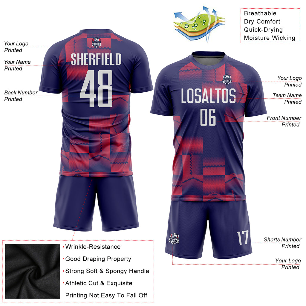 Cheap Custom Neon Green Purple-White Sublimation Soccer Uniform