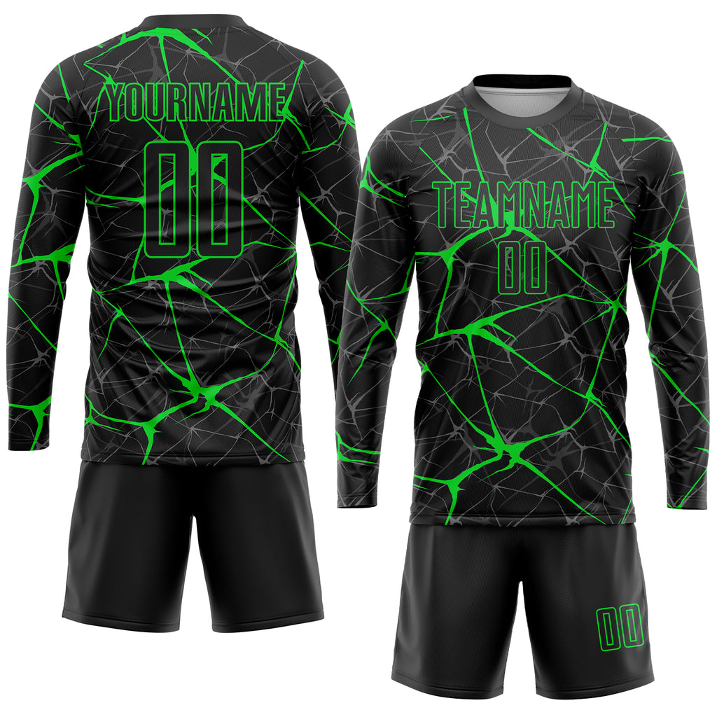 Cheap Custom Neon Green Black Sublimation Soccer Uniform Jersey