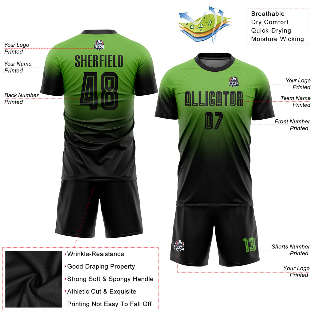 Cheap Custom Neon Green Black Sublimation Soccer Uniform Jersey