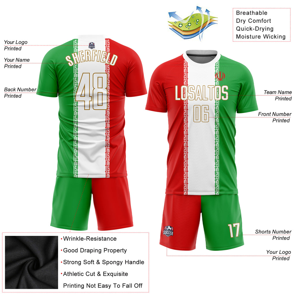 Cheap Custom Kelly Green White Red-Black Sublimation Mexican Flag