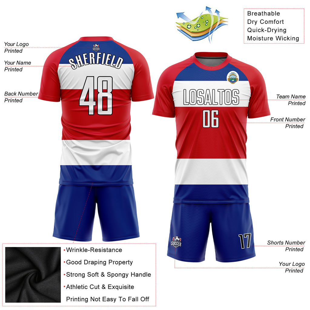 Cheap Custom Black Red-White Sublimation Soccer Uniform Jersey