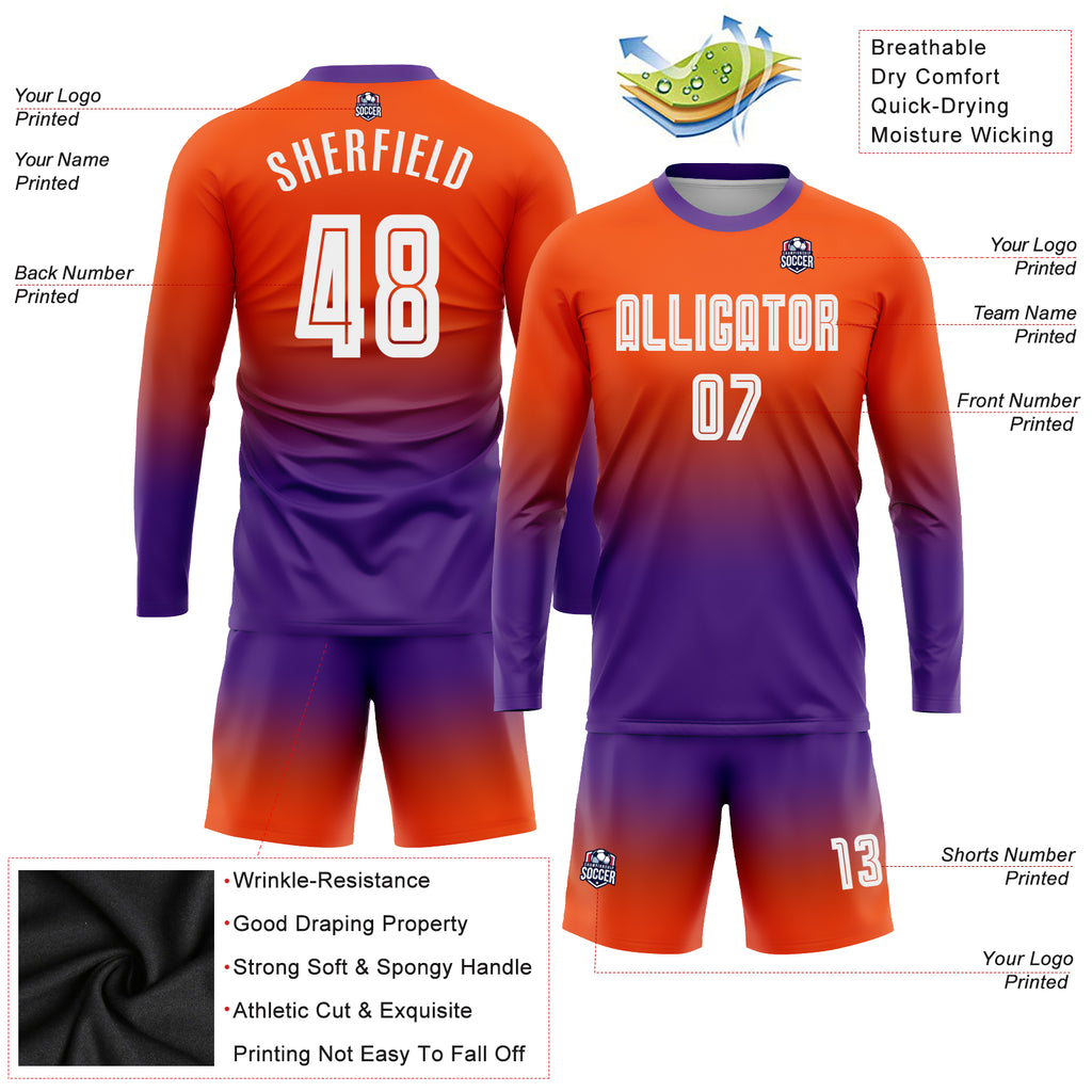 Custom White Purple Sublimation Soccer Uniform Jersey Discount